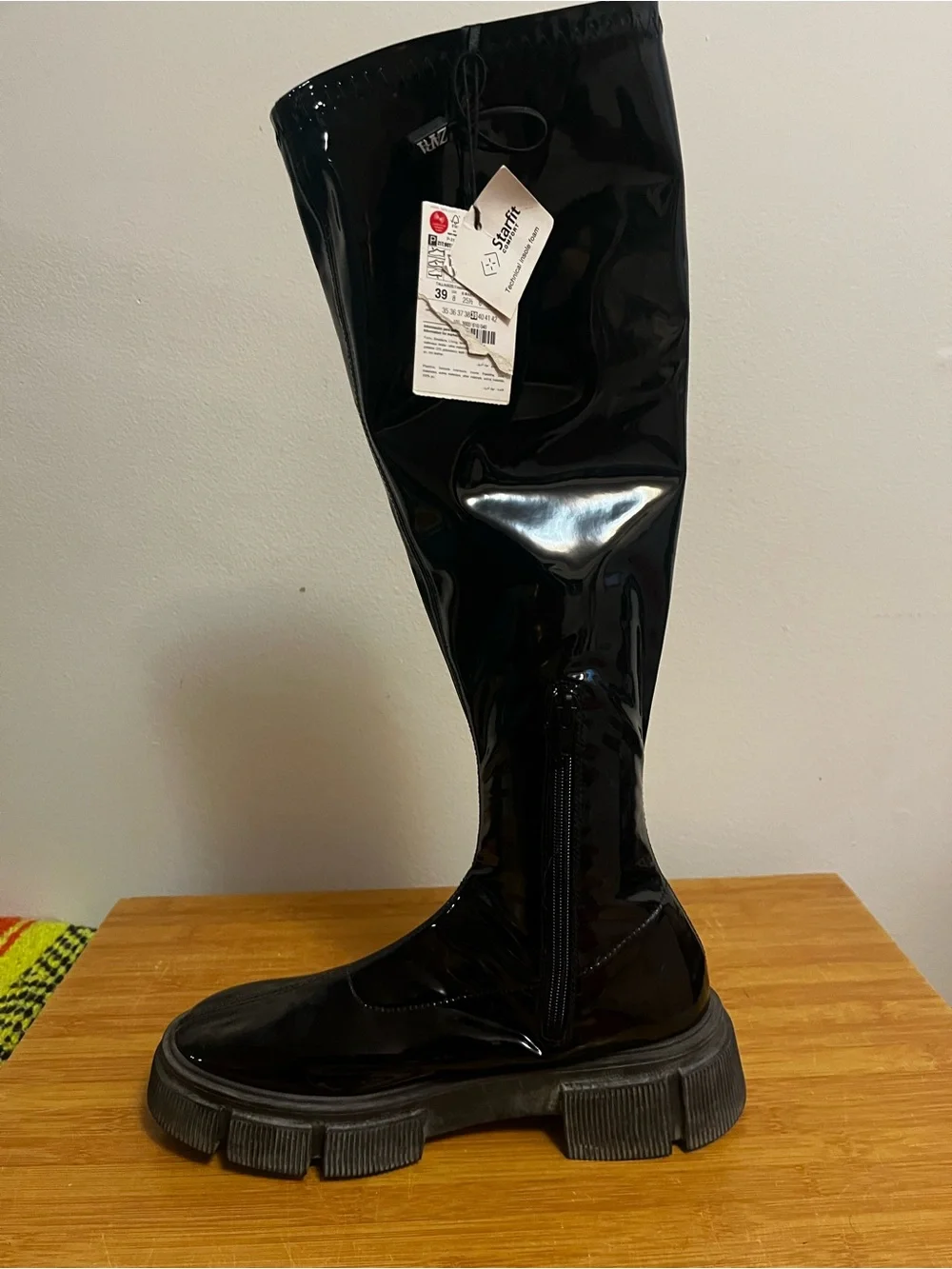 Zara Black Patent Over-the-Knee Platform Boots